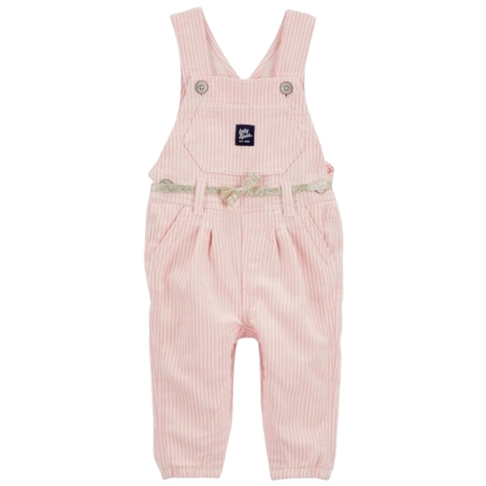 NWT OshKosh B'Gosh Ultra Soft Overalls, Pink Hickory C0079